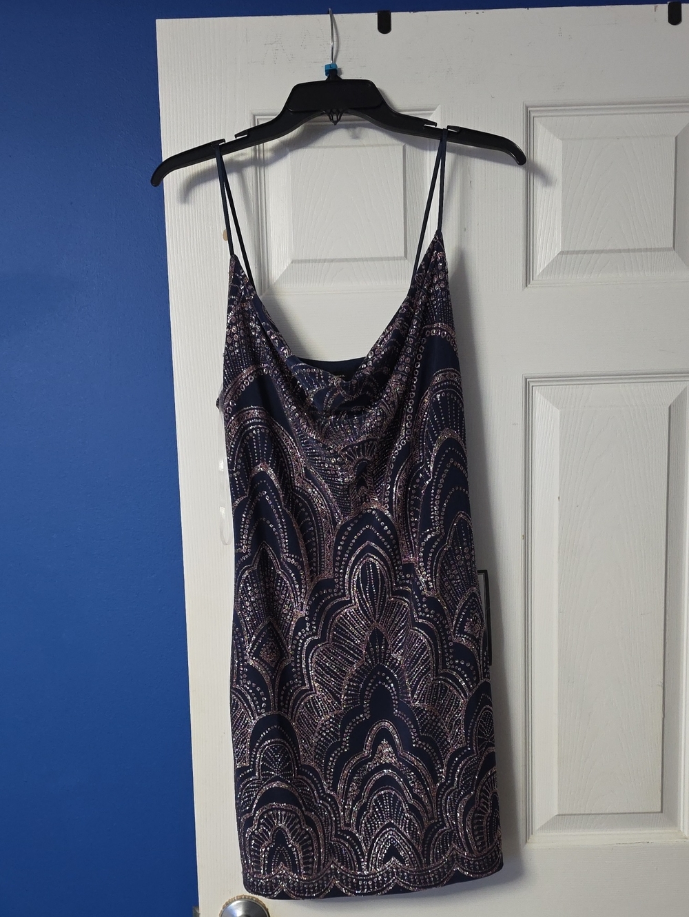 Jump Apparel Navy & Rose Gold Textured Mini Dress